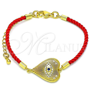 Pulsera Elegante 03.368.0053.06 Oro Laminado, Diseño de Ojo Griego y Corazón, con Blanca Micro Pave and Zafiro Azul Zirconia Cubica, Pulido, Tono Dorado (02 MM Thickness, 6 Inches Length)