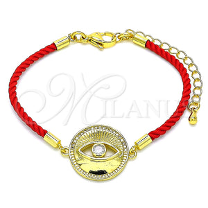 Pulsera Elegante 03.368.0054.06 Oro Laminado, Diseño de Ojo Griego, con Blanca Micro Pave and Blanca Zirconia Cubica, Pulido, Tono Dorado (02 MM Thickness, 6 Inches Length)