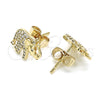 Arete Dormilona 02.344.0088 Oro Laminado, Diseño de Elefante, con Blanca Micro Pave, Pulido, Tono Dorado