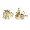 Arete Dormilona 02.344.0088 Oro Laminado, Diseño de Elefante, con Blanca Micro Pave, Pulido, Tono Dorado