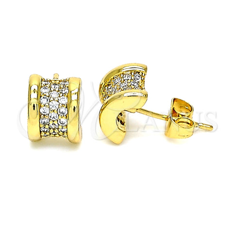 Arete Dormilona 02.344.0094 Oro Laminado, con Blanca Micro Pave, Pulido, Tono Dorado