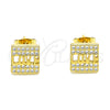 Arete Dormilona 02.344.0096 Oro Laminado, Diseño de Amor, con Blanca Micro Pave, Pulido, Tono Dorado
