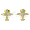 Arete Dormilona 02.344.0097 Oro Laminado, con Blanca Micro Pave, Pulido, Tono Dorado