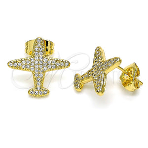 Arete Dormilona 02.344.0097 Oro Laminado, con Blanca Micro Pave, Pulido, Tono Dorado
