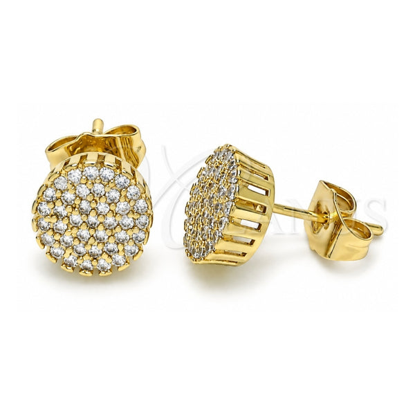 Arete Dormilona 02.344.0100 Oro Laminado, con Blanca Micro Pave, Pulido, Tono Dorado
