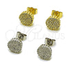Arete Dormilona 02.344.0100 Oro Laminado, con Blanca Micro Pave, Pulido, Tono Dorado