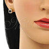 Arete Dormilona 02.344.0101 Oro Laminado, Diseño de Cluster, con Zafiro Azul Zirconia Cubica and Blanca Micro Pave, Pulido, Tono Dorado