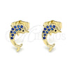 Arete Dormilona 02.344.0064.3 Oro Laminado, Diseño de Delfín, con Zafiro Azul Micro Pave, Pulido, Tono Dorado