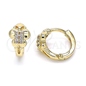 Argolla Huggie 02.284.0041.12 Oro Laminado, Diseño de Mariposa, con Rosado Micro Pave, Pulido, Tono Dorado