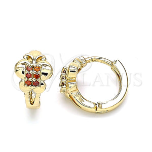 Argolla Huggie 02.284.0041.1.12 Oro Laminado, Diseño de Mariposa, con Granate Micro Pave, Pulido, Tono Dorado