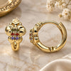 Argolla Huggie 02.284.0041.2.12 Oro Laminado, Diseño de Mariposa, con Micro Pave Multicolor, Pulido, Tono Dorado