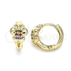 Argolla Huggie 02.284.0041.2.12 Oro Laminado, Diseño de Mariposa, con Multicolor Micro Pave, Pulido, Tono Dorado