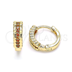 Argolla Huggie 02.284.0042.1.12 Oro Laminado, con Granate Micro Pave, Pulido, Tono Dorado