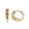 Argolla Huggie 02.284.0042.1.12 Oro Laminado, con Granate Micro Pave, Pulido, Tono Dorado