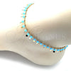 Tobillera de Dije 03.169.0007.10 Oro Laminado, Diseño de Estrella, con Turquoise Cristal, Pulido, Tono Dorado (02 MM Thickness, 10 Inches Length)
