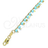 Tobillera de Dije 03.169.0007.10 Oro Laminado, Diseño de Estrella, con Turquoise Cristal, Pulido, Tono Dorado (02 MM Thickness, 10 Inches Length)