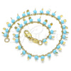 Tobillera de Dije 03.169.0007.10 Oro Laminado, Diseño de Estrella, con Turquoise Cristal, Pulido, Tono Dorado (02 MM Thickness, 10 Inches Length)