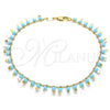 Tobillera de Dije 03.169.0007.10 Oro Laminado, Diseño de Estrella, con Turquoise Cristal, Pulido, Tono Dorado (02 MM Thickness, 10 Inches Length)