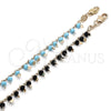 Tobillera de Dije 03.169.0007.10 Oro Laminado, Diseño de Estrella, con Turquoise Cristal, Pulido, Tono Dorado (02 MM Thickness, 10 Inches Length)