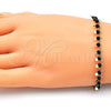 Pulsera de Dije 03.169.0007.1.08 Oro Laminado, Diseño de Estrella, con Negro Cristal, Pulido, Tono Dorado (02 MM Thickness, 8 Inches Length)