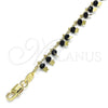 Pulsera de Dije 03.169.0007.1.08 Oro Laminado, Diseño de Estrella, con Negro Cristal, Pulido, Tono Dorado (02 MM Thickness, 8 Inches Length)