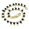 Pulsera de Dije 03.169.0007.1.08 Oro Laminado, Diseño de Estrella, con Negro Cristal, Pulido, Tono Dorado (02 MM Thickness, 8 Inches Length)
