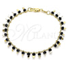 Pulsera de Dije 03.169.0007.1.08 Oro Laminado, Diseño de Estrella, con Negro Cristal, Pulido, Tono Dorado (02 MM Thickness, 8 Inches Length)