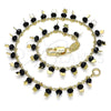 Tobillera de Dije 03.169.0007.1.10 Oro Laminado, Diseño de Estrella, con Negro Cristal, Pulido, Tono Dorado (02 MM Thickness, 10 Inches Length)