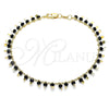 Tobillera de Dije 03.169.0007.1.10 Oro Laminado, Diseño de Estrella, con Negro Cristal, Pulido, Tono Dorado (02 MM Thickness, 10 Inches Length)