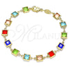 Pulsera Elegante 03.326.0002.1.08 Oro Laminado, con Multicolor Cristal, Pulido, Tono Dorado (07 MM Thickness, 8 Inches Length)