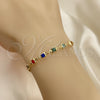 Rosario de Pulsera 09.326.0002.08 Oro Laminado, Diseño de Guadalupe y Crucifijo, con Multicolor Cristal, Pulido, Tono Dorado