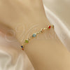 Rosario de Pulsera 09.326.0001.08 Oro Laminado, Diseño de Guadalupe y Crucifijo, con Cristal Multicolor, Pulido, Tono Dorado