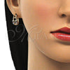 Argolla Huggie 02.210.0526.1.15 Oro Laminado, Diseño de Paperclip, con Multicolor Zirconia Cubica, Pulido, Tono Dorado