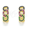 Argolla Huggie 02.210.0527.1.20 Oro Laminado, Diseño de Cubana, con Multicolor Zirconia Cubica, Pulido, Tono Dorado