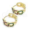 Argolla Huggie 02.210.0527.1.20 Oro Laminado, Diseño de Cubana, con Multicolor Zirconia Cubica, Pulido, Tono Dorado