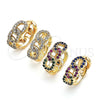 Argolla Huggie 02.210.0527.1.20 Oro Laminado, Diseño de Cubana, con Multicolor Zirconia Cubica, Pulido, Tono Dorado