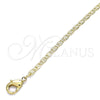 Tobillera Básica 04.213.0213.10 Oro Laminado, Diseño de Mariner, Pulido, Tono Dorado (03 MM Thickness, 10 Inches Length)