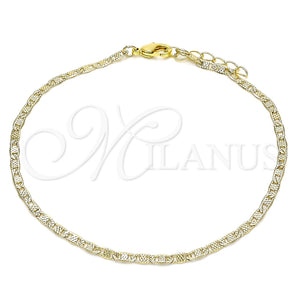Tobillera Básica 04.213.0214.10 Oro Laminado, Diseño de Mariner, Pulido, Tono Dorado (03 MM Thickness, 10 Inches Length)