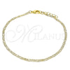 Tobillera Básica 04.213.0214.10 Oro Laminado, Diseño de Mariner, Pulido, Tono Dorado (03 MM Thickness, 10 Inches Length)
