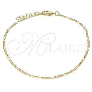 Tobillera Básica 04.213.0218.10 Oro Laminado, Pulido, Tono Dorado (02 MM Thickness, 10 Inches Length)