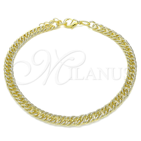 Tobillera Básica 04.213.0230.10 Oro Laminado, Pulido, Tono Dorado (07 MM Thickness, 10 Inches Length)