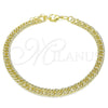 Tobillera Básica 04.213.0230.10 Oro Laminado, Pulido, Tono Dorado (07 MM Thickness, 10 Inches Length)