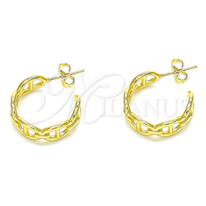 Arete Dormilona 02.163.0154.20 Oro Laminado, Diseño de Puff Mariner, Pulido, Tono Dorado