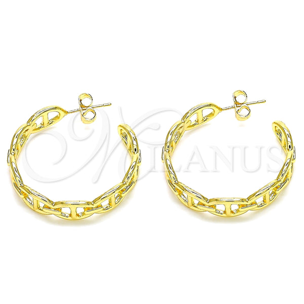 Arete Dormilona 02.163.0154.30 Oro Laminado, Diseño de Puff Mariner, Pulido, Tono Dorado
