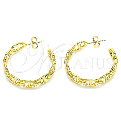 Arete Dormilona 02.163.0154.30 Oro Laminado, Diseño de Puff Mariner, Pulido, Tono Dorado