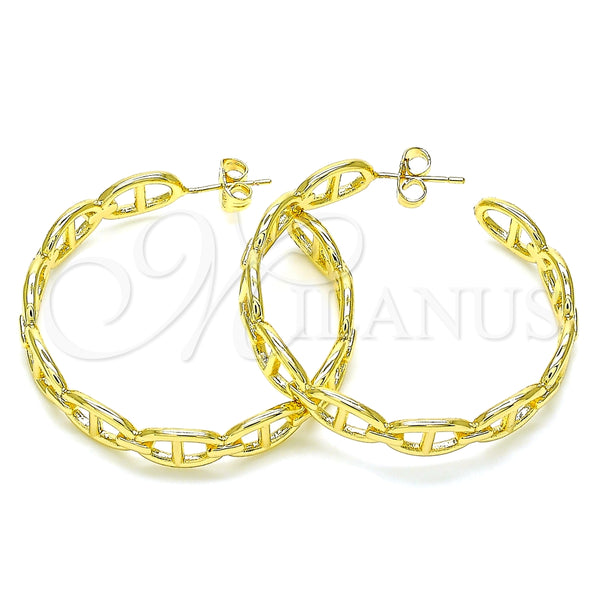Arete Dormilona 02.163.0154.40 Oro Laminado, Diseño de Puff Mariner, Pulido, Tono Dorado