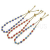 Pulsera Bolo Ajustable 03.386.0006.1.11 Oro Laminado, Diseño de Ojo Griego, con Blanca Zirconia Cubica, Resinado Rojo, Tono Dorado (01 MM Thickness, 11 Inches Length)