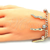 Pulsera de Dije 03.331.0200.08 Oro Laminado, Diseño de Bola, Mate, Tres Tonos (05 MM Thickness, 8 Inches Length)