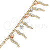 Pulsera de Dije 03.331.0200.08 Oro Laminado, Diseño de Bola, Mate, Tres Tonos (05 MM Thickness, 8 Inches Length)