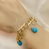 Pulsera de Dije 03.331.0201.08 Oro Laminado, Diseño de Gota, con Turquoise Opal, Pulido, Tono Dorado (10 MM Thickness, 8 Inches Length)